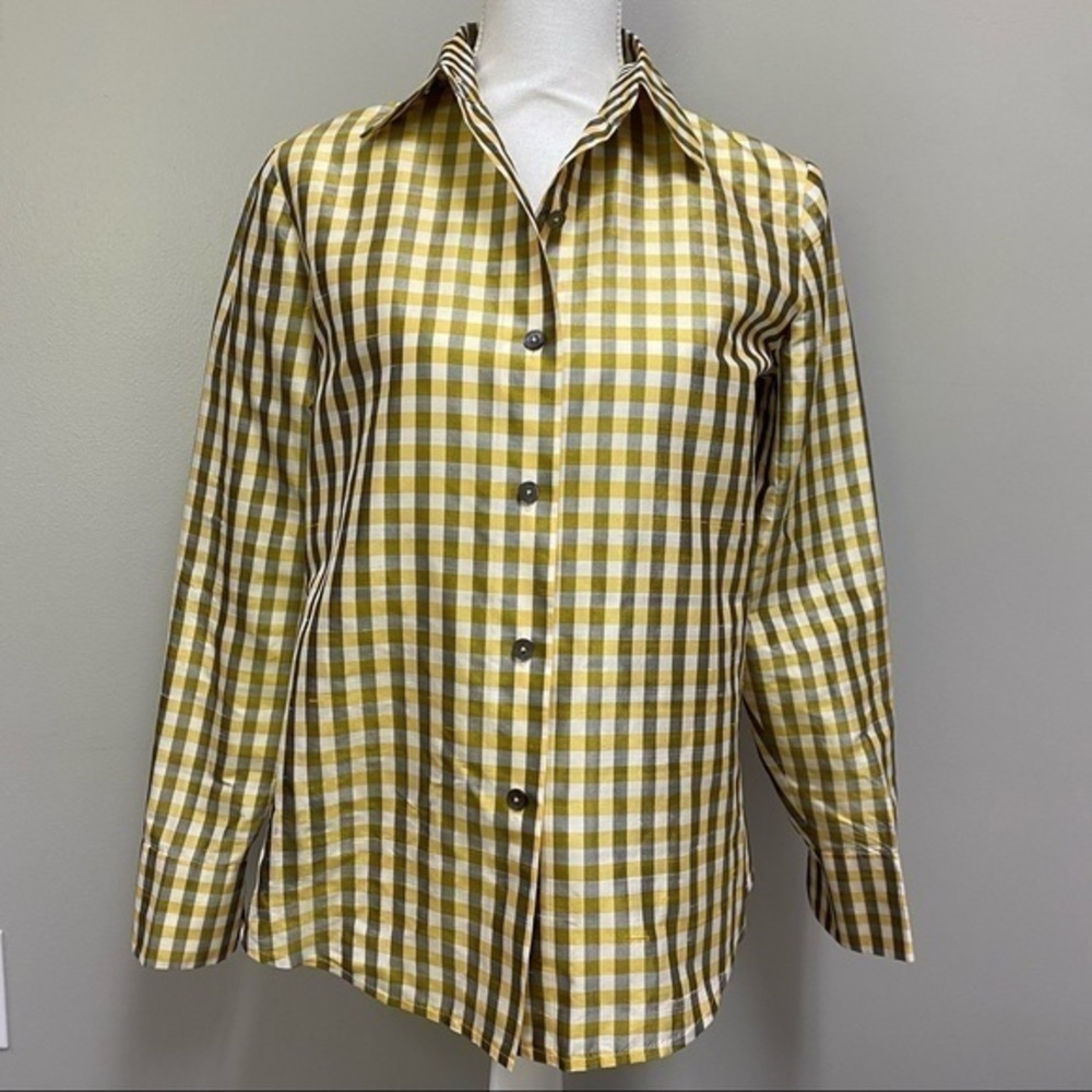 Linda Allard Ellen Tracy Check Silk Shirt